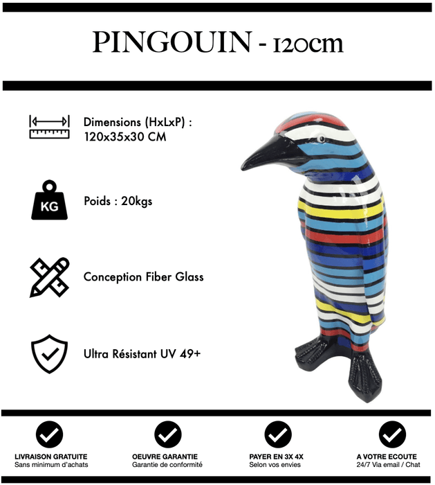 Sculpture Pingouin Resine 120cm Statue - RICKIEL - MUZZANO