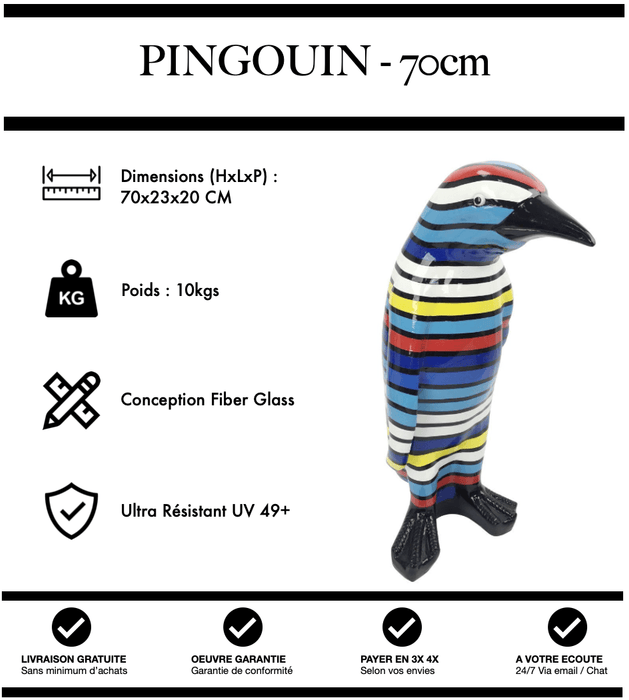 Sculpture Pingouin Resine 70cm Statue - RICKIEL - MUZZANO