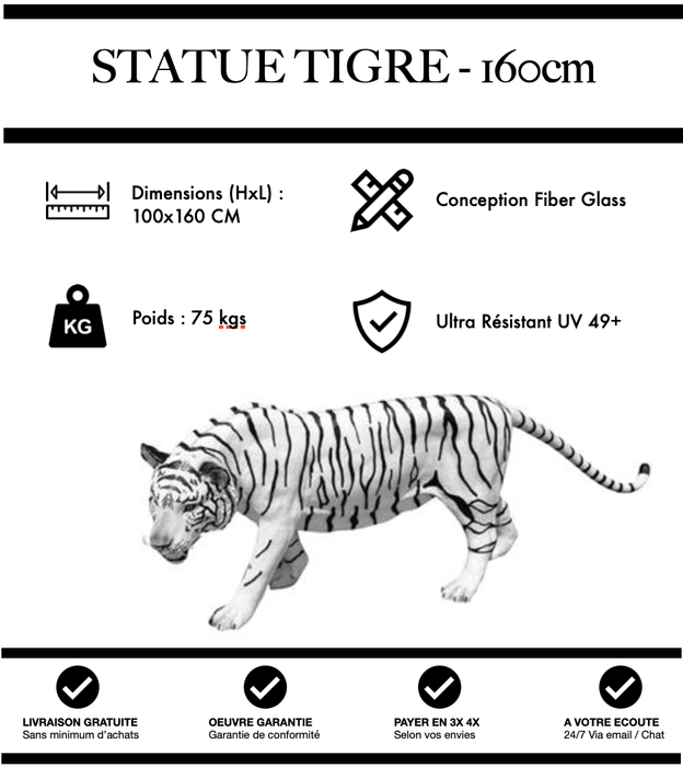 Sculpture Tigre Resine 160cm Statue - Nature - MUZZANO