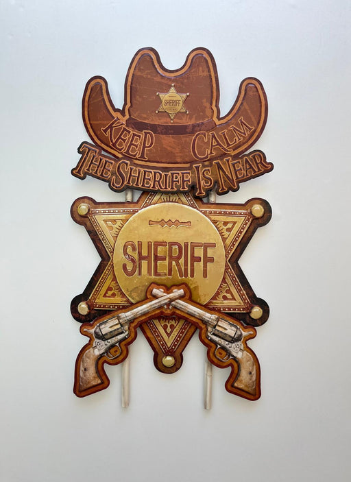 PANNEAU 3D MÉTAL SHERIFF 75x45 CM - PANNEAU DECO - MUZZANO