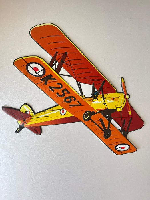 PLAQUE 3D MÉTAL AVION ORANGE 45x50CM - PLAQUE 3D DECO MURAL - MUZZANO