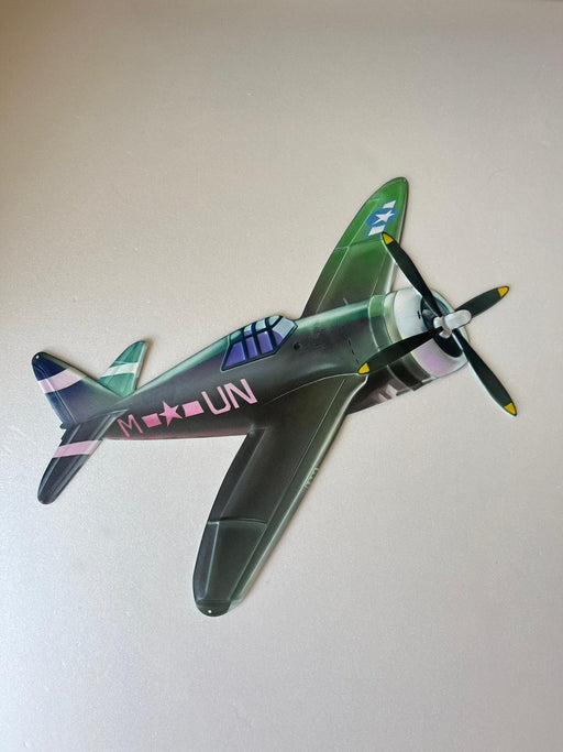 PLAQUE 3D MÉTAL AVION VERT 45x50CM - PLAQUE 3D DECO MURAL - MUZZANO