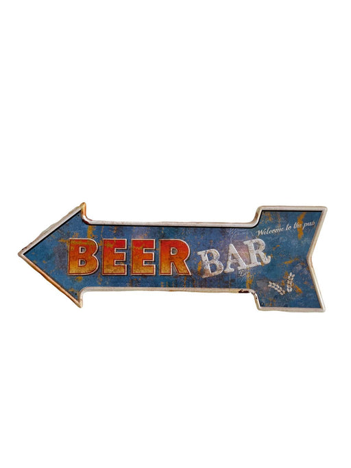 PLAQUE FLECHE MÉTAL BEER BAR 45x15 CM - PLAQUE DECORATIVE - MUZZANO