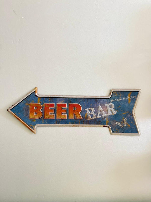 PLAQUE FLECHE MÉTAL BEER BAR 45x15 CM - PLAQUE DECORATIVE - MUZZANO