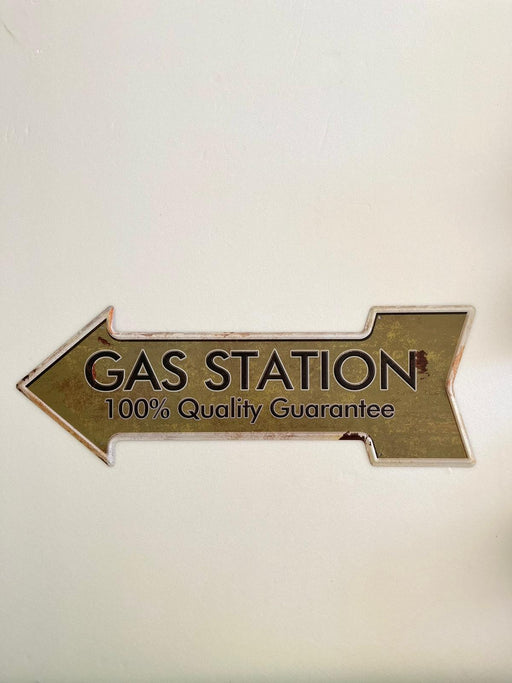 PLAQUE FLECHE MÉTAL GAS STATION 45x15 CM - PLAQUE DECORATIVE - MUZZANO