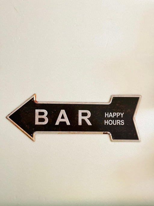 PLAQUE FLECHE MÉTAL HAPPY HOURS 45x15 CM - PLAQUE DECORATIVE - MUZZANO