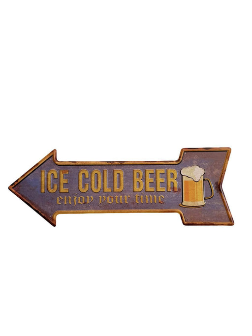 PLAQUE FLECHE MÉTAL ICE COLD 45x15 CM - PLAQUE DECORATIVE - MUZZANO