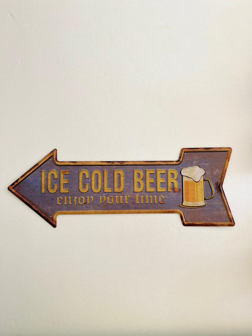 PLAQUE FLECHE MÉTAL ICE COLD 45x15 CM - PLAQUE DECORATIVE - MUZZANO