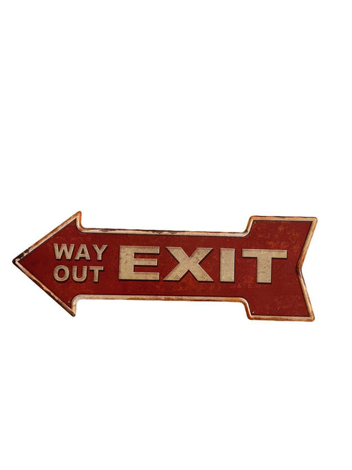 PLAQUE FLECHE MÉTAL WAY OUT 45x15 CM - PLAQUE DECORATIVE - MUZZANO