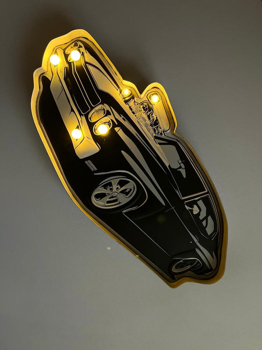 PLAQUE LED MÉTAL VOITURE NOIR 60x30CM - PLAQUE LED DECO MURAL - MUZZANO