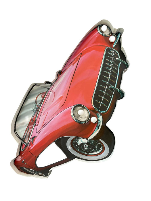 PLAQUE LED MÉTAL VOITURE ROUGE 50x35CM - PLAQUE LED DECO MURAL - MUZZANO