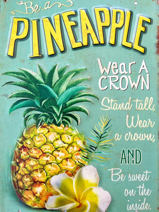 PLAQUE MÉTAL ANANAS 30X40 CM - PLAQUE DECORATIVE - MUZZANO