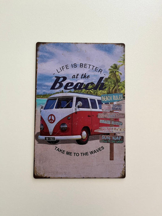 PLAQUE MÉTAL AT THE BEACH 30X20 CM - PLAQUE DECORATIVE - MUZZANO