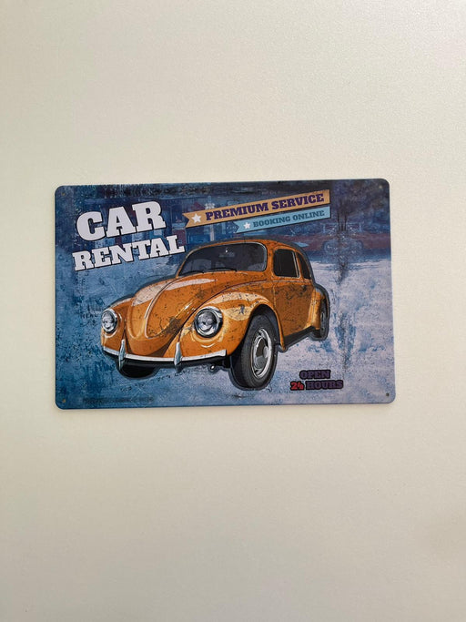 PLAQUE MÉTAL CAR RENTAL 30X20 CM - PLAQUE DECORATIVE - MUZZANO