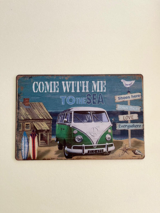 PLAQUE MÉTAL COME WITH ME 30X20 CM - PLAQUE DECORATIVE - MUZZANO