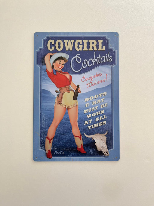 PLAQUE MÉTAL COWGIRL 30X20 CM - PLAQUE DECORATIVE - MUZZANO