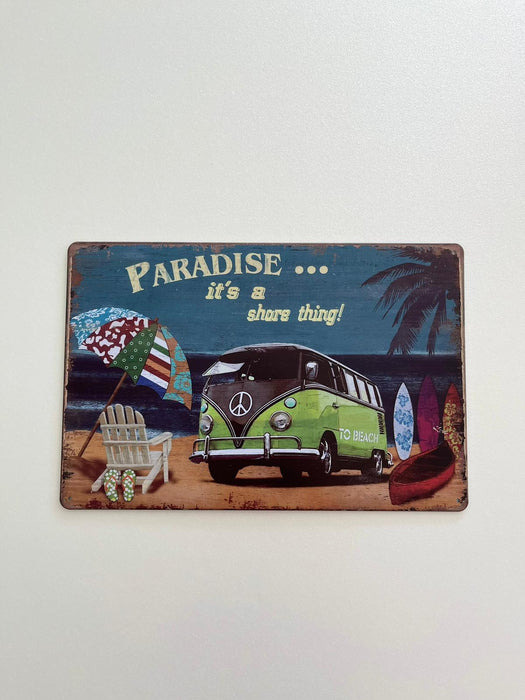 PLAQUE MÉTAL PARADISE 30X20 CM - PLAQUE DECORATIVE - MUZZANO