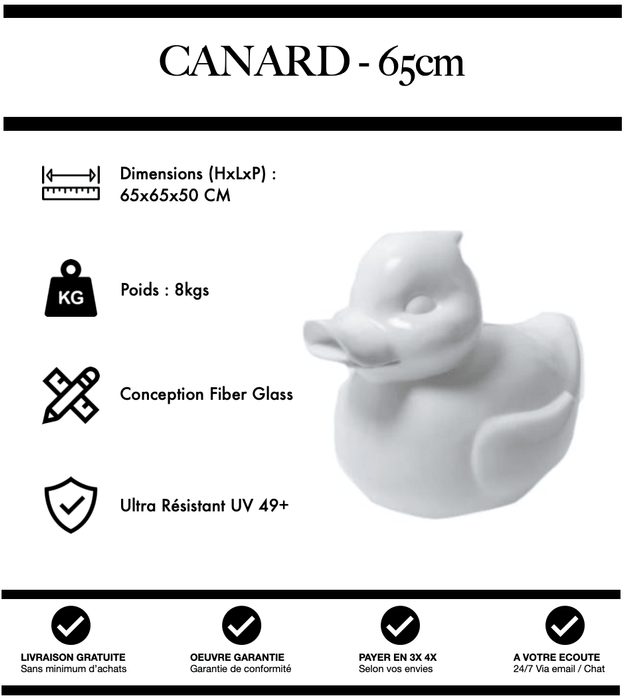 Sculpture Canard Resine 65cm Statue - Blanc - MUZZANO