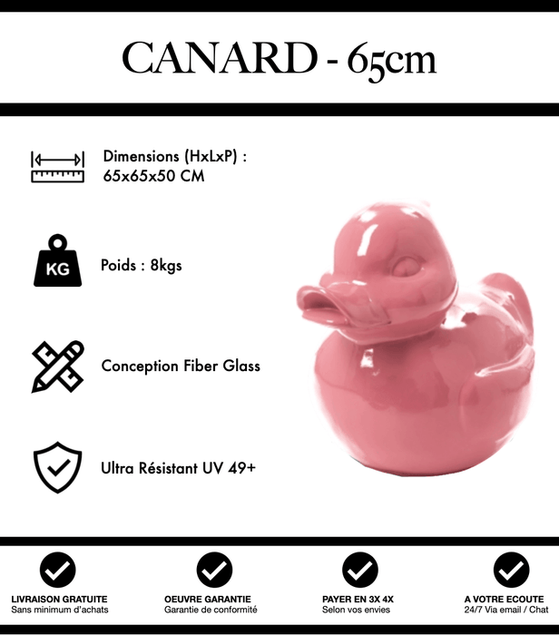 Sculpture Canard Resine 65cm Statue - Rose Pâle - MUZZANO