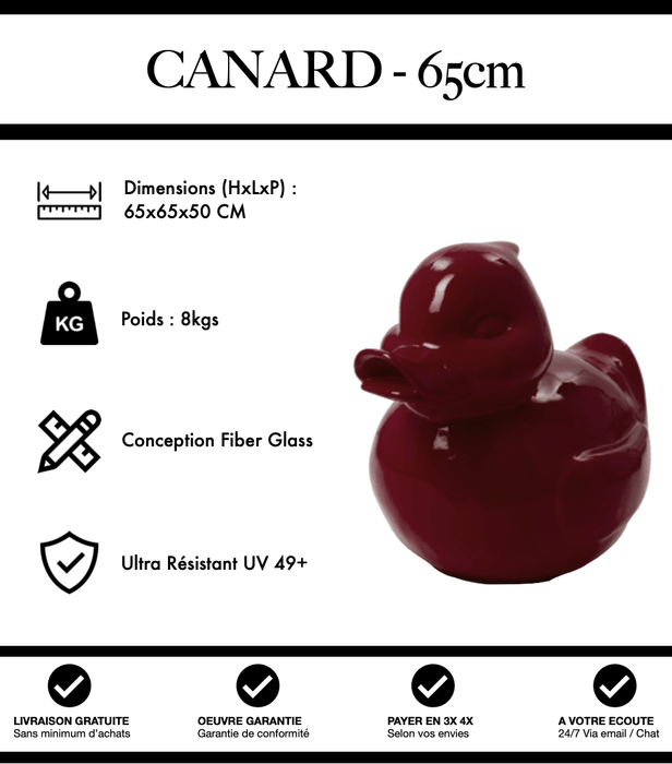 Sculpture Canard Resine 65cm Statue - Rouge Foncé - MUZZANO