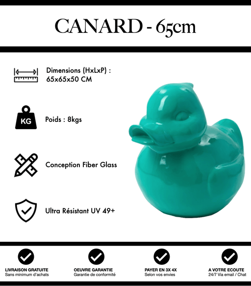 Sculpture Canard Resine 65cm Statue - Vert Bleu - MUZZANO