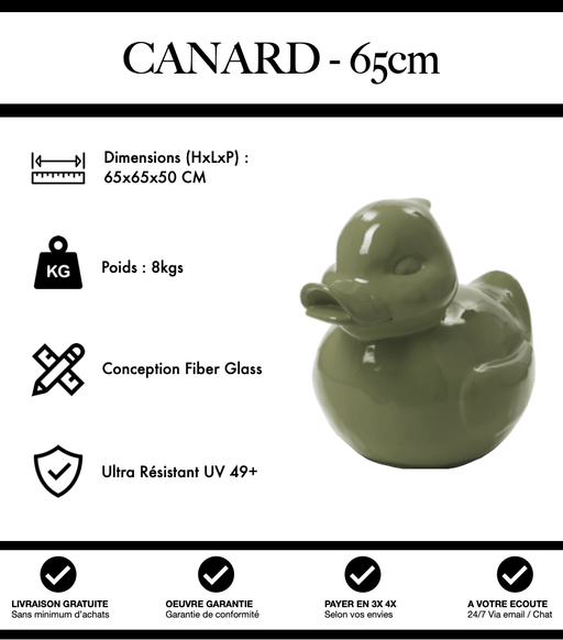 Sculpture Canard Resine 65cm Statue - Vert Kaki - MUZZANO