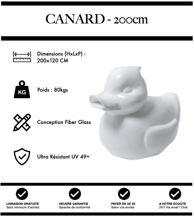 Sculpture Canard Resine XXXL 200cm Statue - Blanc - MUZZANO