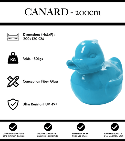 Sculpture Canard Resine XXXL 200cm Statue - Bleu Clair - MUZZANO