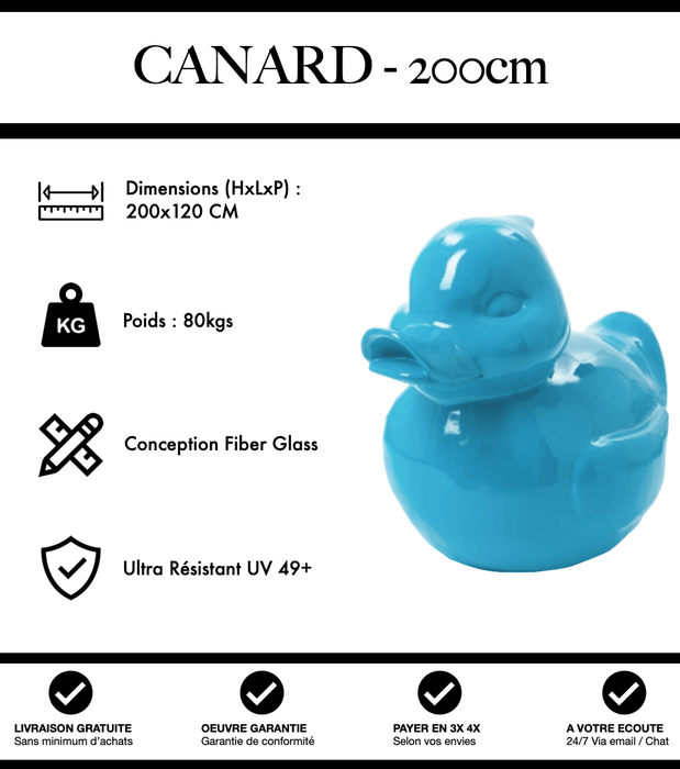 Sculpture Canard Resine XXXL 200cm Statue - Bleu Clair - MUZZANO