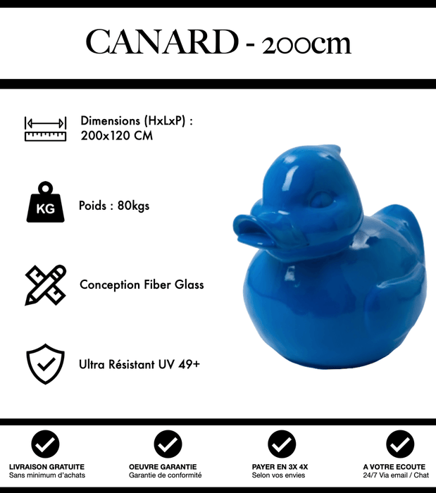 Sculpture Canard Resine XXXL 200cm Statue - Bleu Foncé - MUZZANO