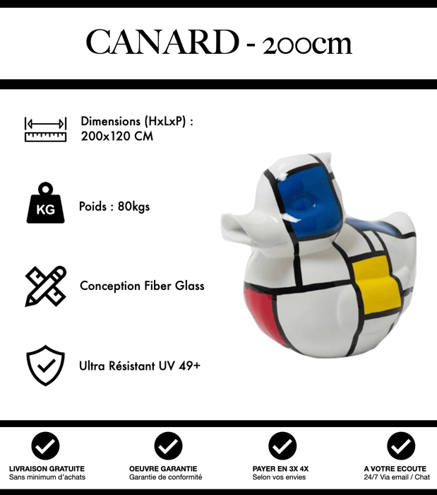 Sculpture Canard Resine XXXL 200cm Statue - Mondrian - MUZZANO