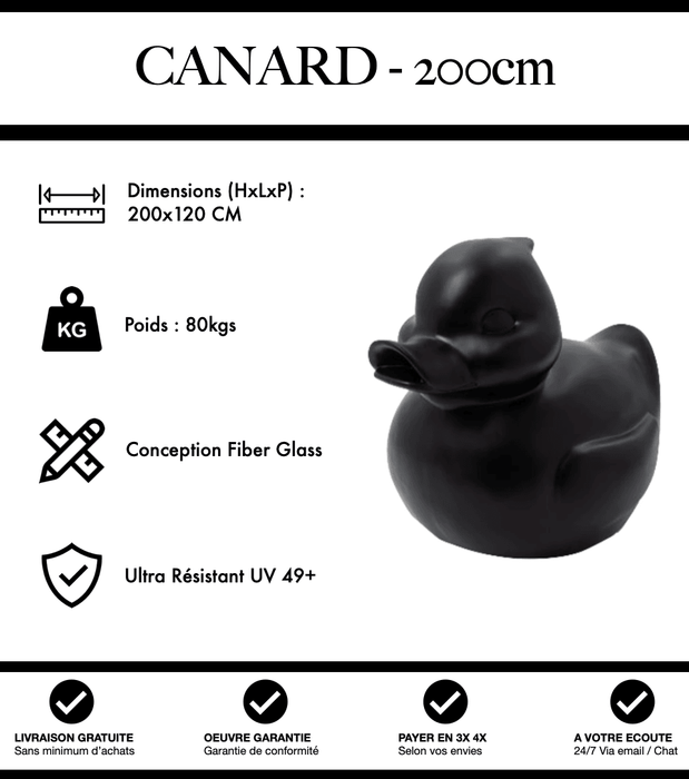 Sculpture Canard Resine XXXL 200cm Statue - Noir - MUZZANO