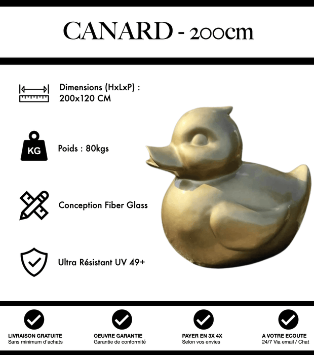 Sculpture Canard Resine XXXL 200cm Statue - Or - MUZZANO