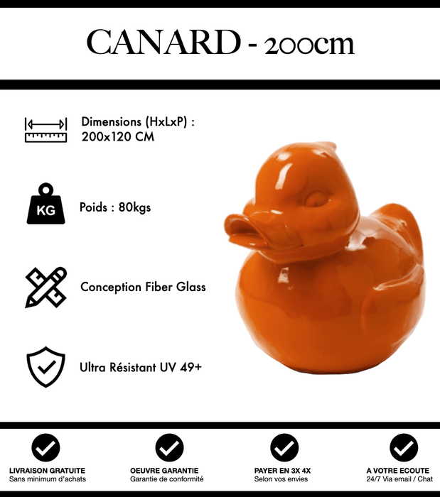 Sculpture Canard Resine XXXL 200cm Statue - Orange - MUZZANO