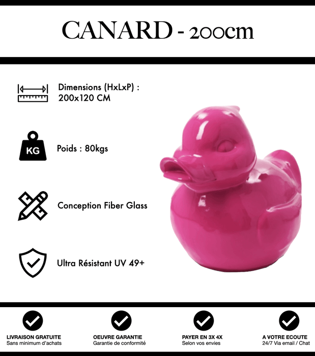 Sculpture Canard Resine XXXL 200cm Statue - Rose - MUZZANO