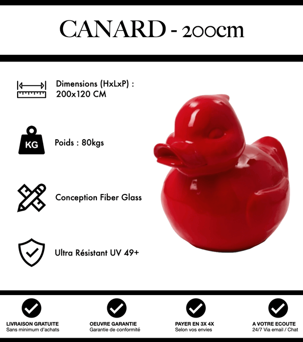 Sculpture Canard Resine XXXL 200cm Statue - Rouge - MUZZANO