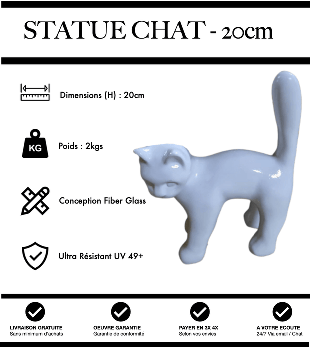 Sculpture Chat Resine 20cm Statue - Blanc - MUZZANO