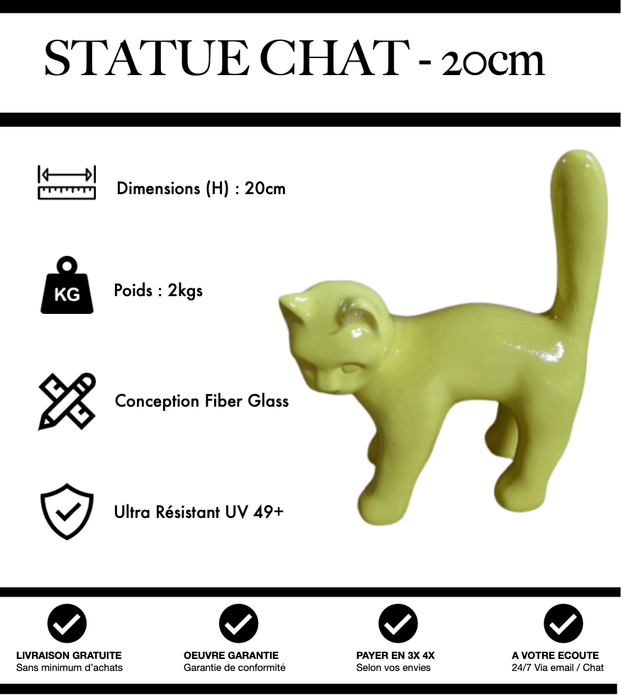 Sculpture Chat Resine 20cm Statue - Jaune - MUZZANO