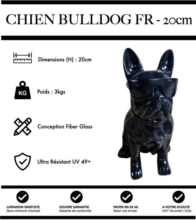 Sculpture Chien Bulldog Français Resine 20cm Statue - Noir - MUZZANO