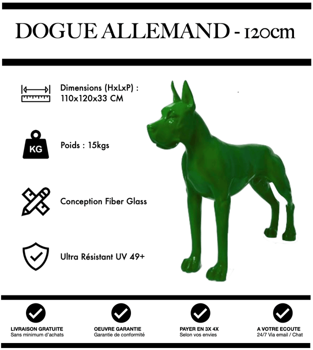 Sculpture Chien Dogue Allemand Resine 120cm Statue - VERT - MUZZANO