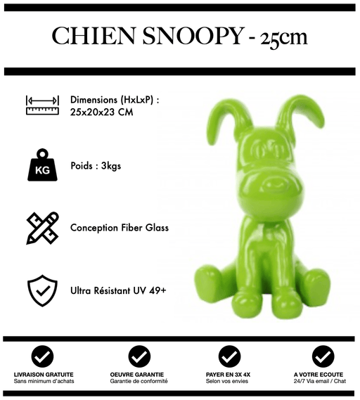 Sculpture Chien Snoopy 25cm Statue - Vert - MUZZANO