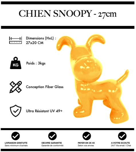 Sculpture Chien Snoopy 27cm Statue - Jaune - MUZZANO