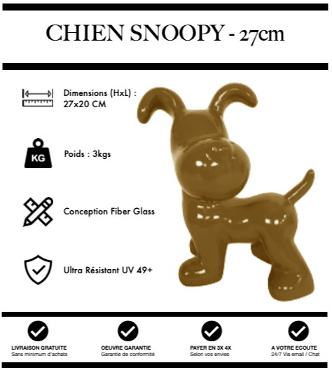 Sculpture Chien Snoopy 27cm Statue - Marron - MUZZANO