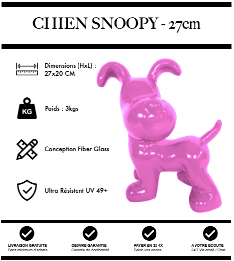 Sculpture Chien Snoopy 27cm Statue - Rose - MUZZANO