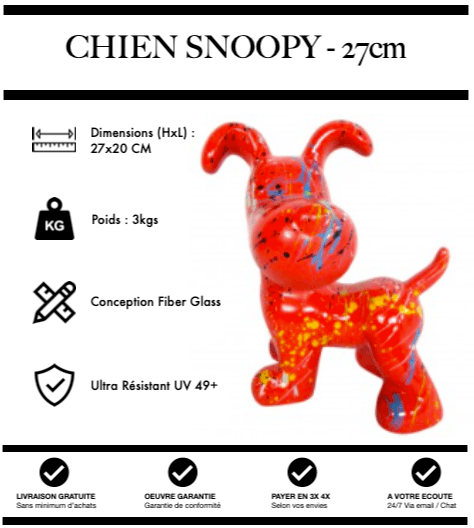 Sculpture Chien Snoopy 27cm Statue - Rouge Graffiti - MUZZANO