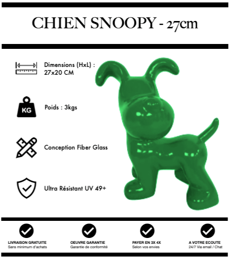 Sculpture Chien Snoopy 27cm Statue - Vert - MUZZANO