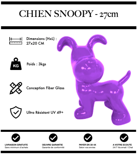 Sculpture Chien Snoopy 27cm Statue - Violet - MUZZANO