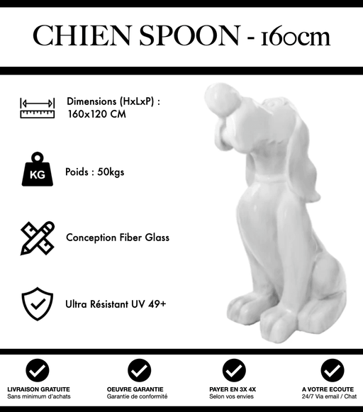 Sculpture Chien Snoopy XXL 160cm Statue - BLANC - MUZZANO