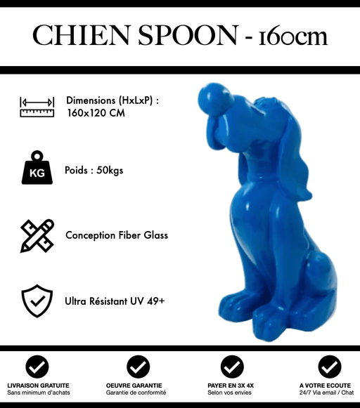 Sculpture Chien Snoopy XXL 160cm Statue - BLEU - MUZZANO