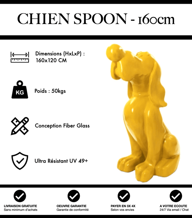 Sculpture Chien Snoopy XXL 160cm Statue - JAUNE - MUZZANO